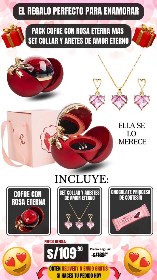 SET COFRE CON ROSA ETERNA + GIRASOL GIRATORIO ANTI ESTRES + ENVIO GRATIS